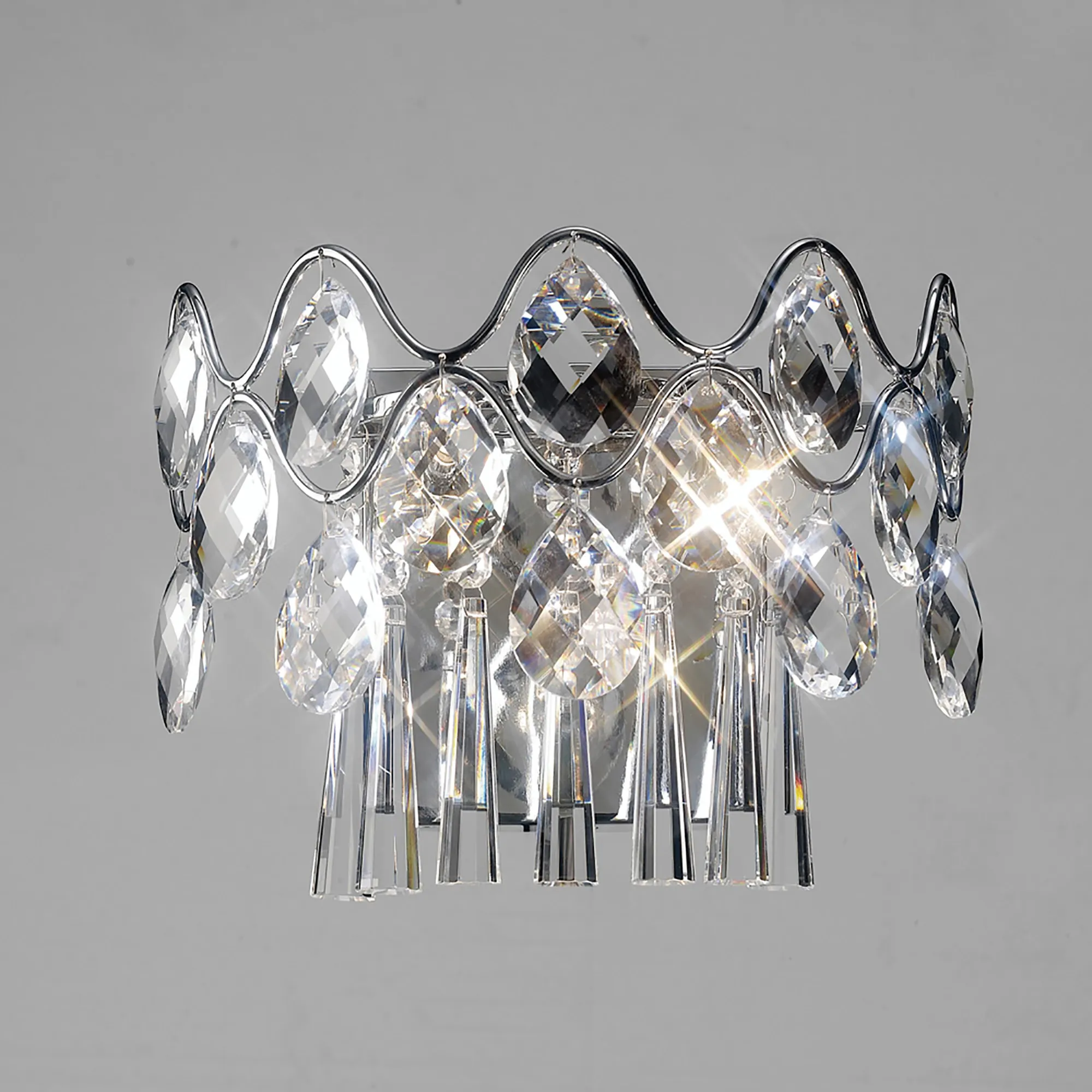 Kenzie Crystal Wall Lights Diyas Flush Crystal Wall Lights